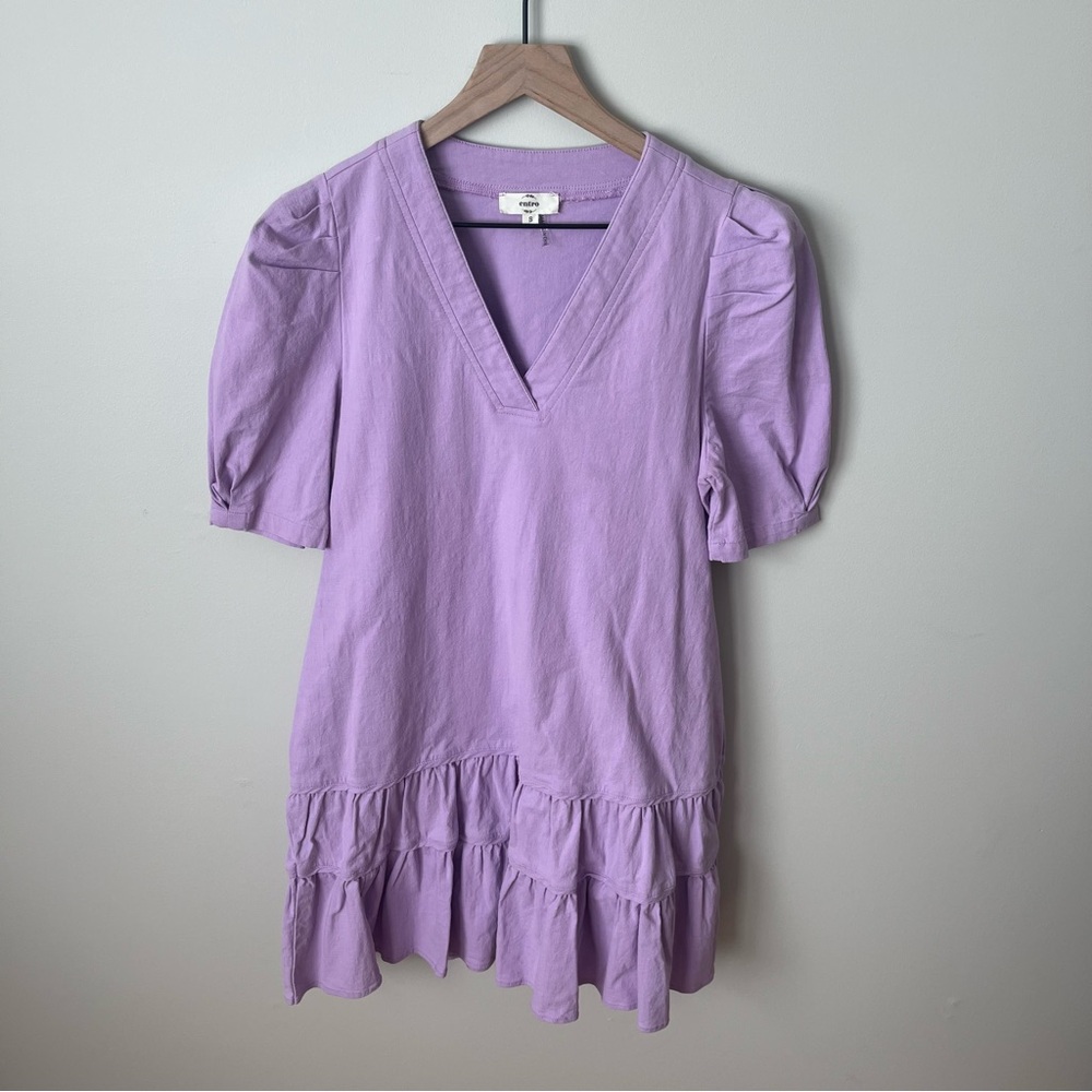 entro Lavender V-Neck Ruffle Dress